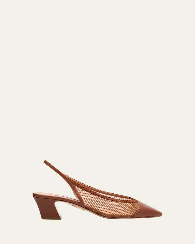Margot Net Mesh Slingback Pumps